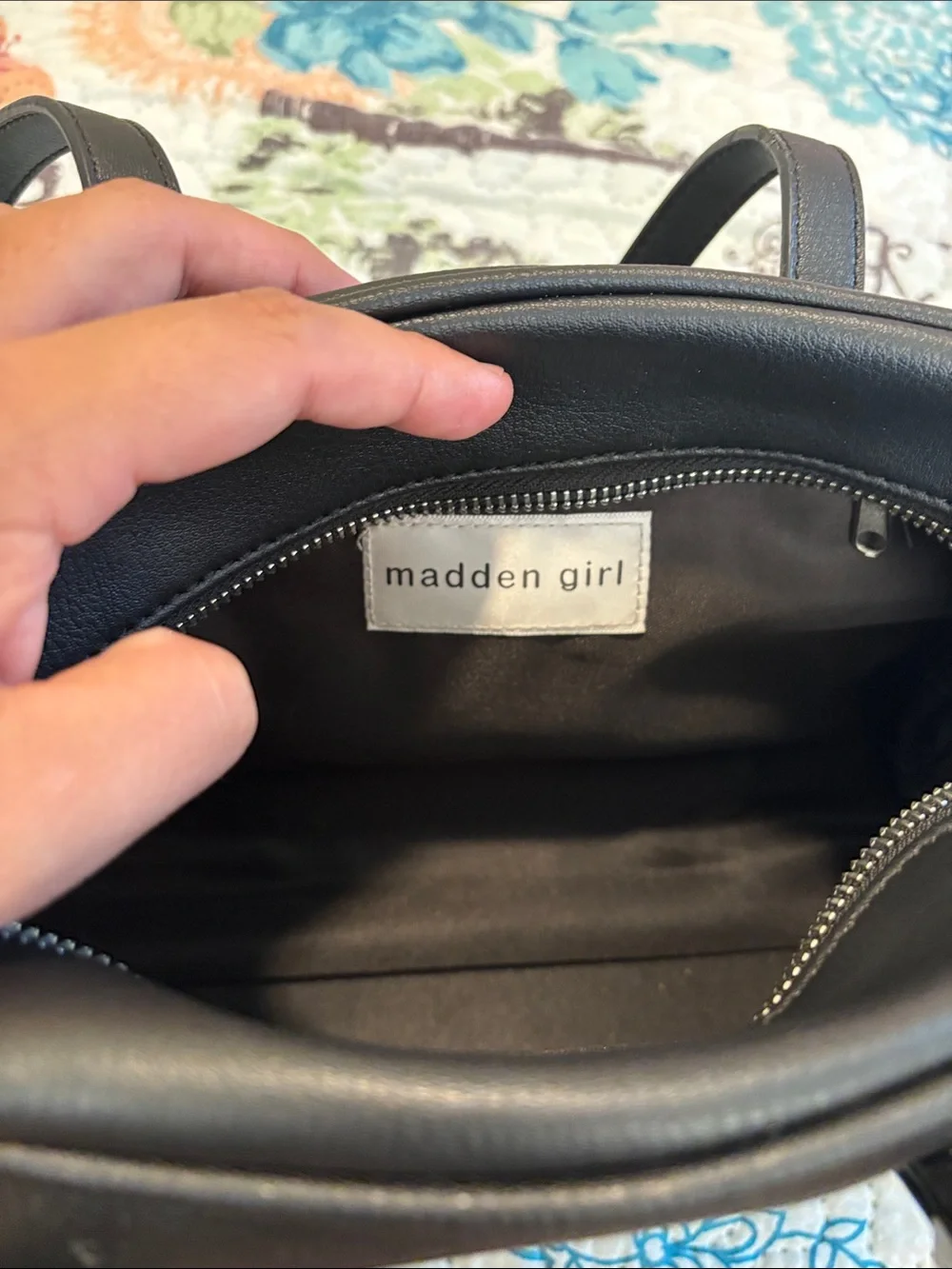 Madden Girl Black Shoulder Bag with Silver Accents